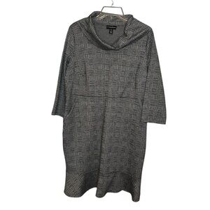 Tribal Femme Cowl Neck Knit Tunic Dress Plaid Petite Large